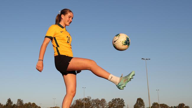 Shelby McMahon in 2017 when she was named captain of the U17 Australian Junior Matildas. Picture Glenn Hampson