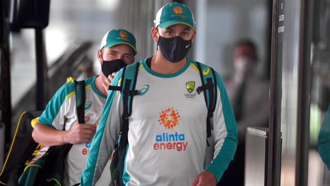 Australian cricket player Nathan Lyon leaves the Sofitel Brisbane Central to go and train at the GABBA. Wednesday January 13, 2021. Picture, John Gass