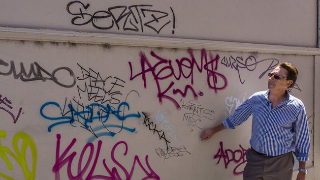 Church Street Traders Association president Keiran Cromie shortly before he started a successful anti-graffiti program. Picture: Valeriu Campan