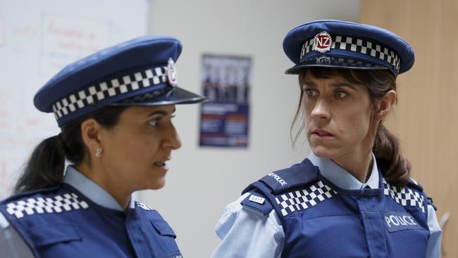 L-R: Madeleine Sami (as Mel) and Jackie van Beek (as Jen) in a scene from NZ film The Breaker Upperers Picture: Madman