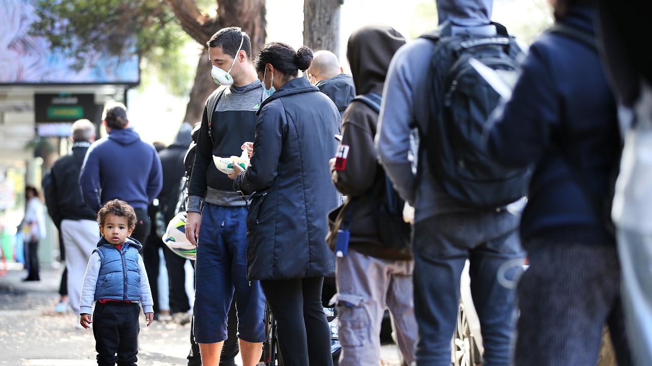 Long lines of financially struggling workers outside the Darlinghurst Centrelink back in July. Picture: Jane Dempster/The Australian.