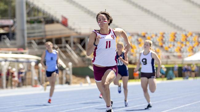 Torrie Lewis 15, St Peters 100m sprinter. (Image Sarah Marshall)