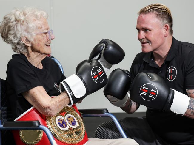 Elsie Humphrey’s favourite boxer is Lester Ellis. Lester's son Darcy is the founder of her gym. Picture: Ian Currie