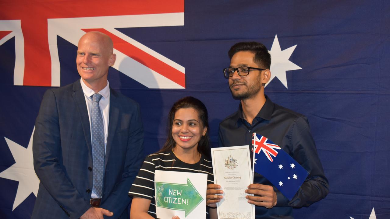 Parth Pandya receiving his Australian Citizenship in Gympie. Photo: Elizabeth Neil