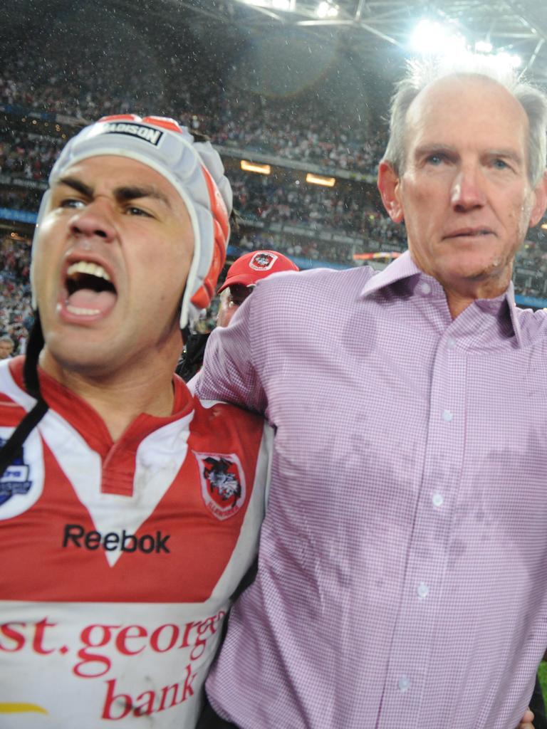 Soward (left) and Bennett guided the Dragons to glory. Picture: AAP