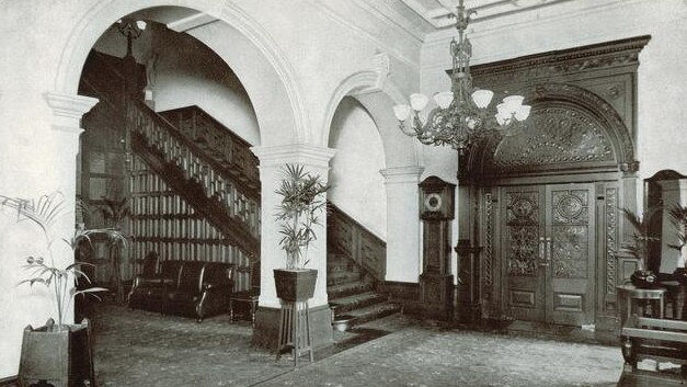 The interior of Cliveden mansions, circa 1925-1930. Cliveden was demolished in 1968 to make way for the Hilton Hotel. Picture: Melbourne Library Service