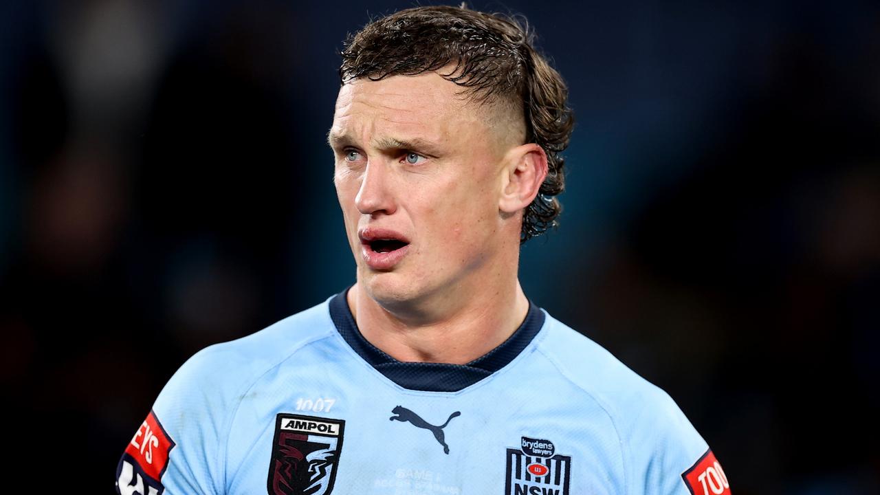 SYDNEY, AUSTRALIA - JUNE 08: Jack Wighton of the Blues looks on during game one of the 2022 State of Origin series between the New South Wales Blues and the Queensland Maroons at Accor Stadium on June 08, 2022, in Sydney, Australia. (Photo by Mark Kolbe/Getty Images)