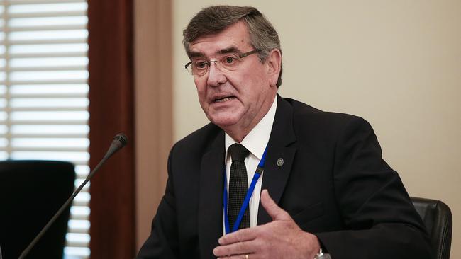 Victorian Department of Parliamentary Services secretary Peter Lochert , appearing before a Legislative Council Privileges Committee heading into allegations of misuse of parliamentary resources. Picture : Ian Currie