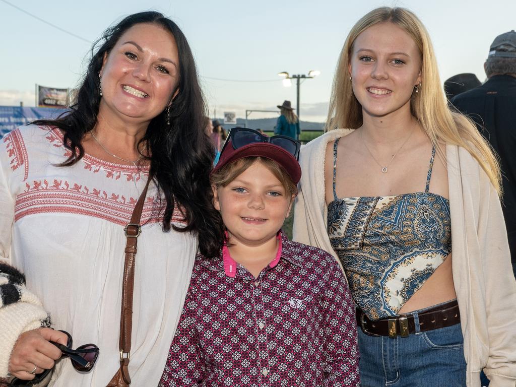 Victoria Goff, Kaitlyn Healey and Taylah Healey at Gargett Rodeo Saturday 3 June 2023 Picture: Michaela Harlow