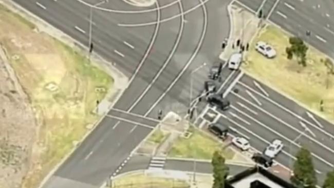 Several police vehicles converged at the scene. Picture: @7NewsMelbourne