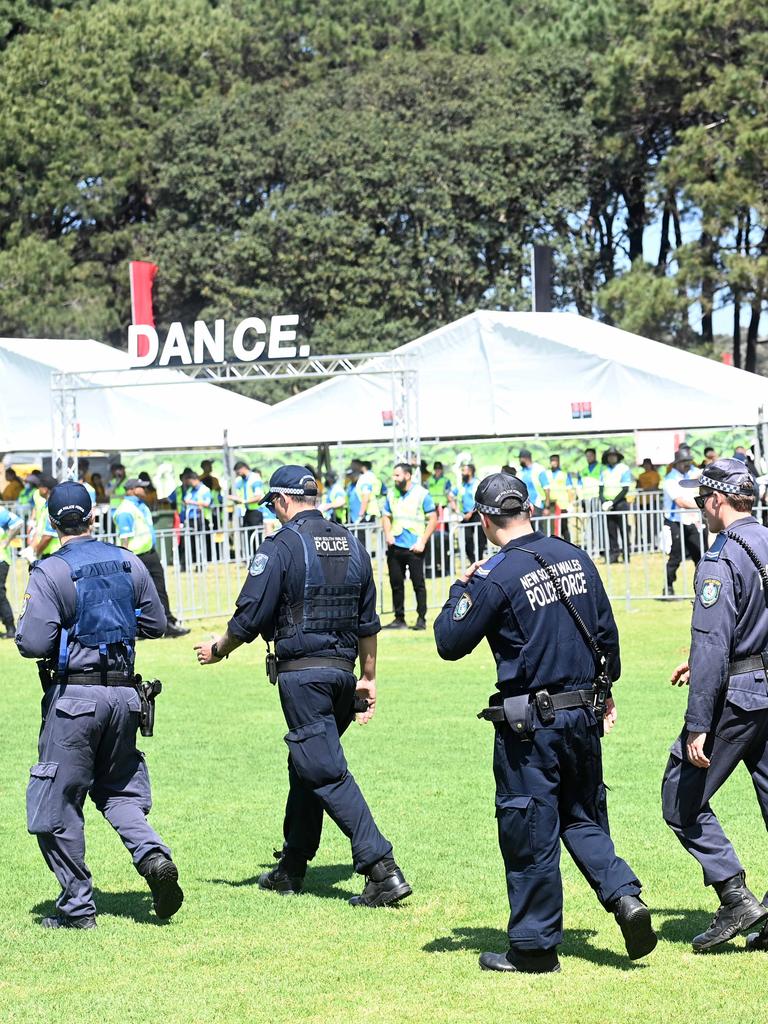 Police were assisted by sniffer dogs at Listen Out festival yesterday in Sydney. Picture: NCA NewsWire/Jeremy Piper