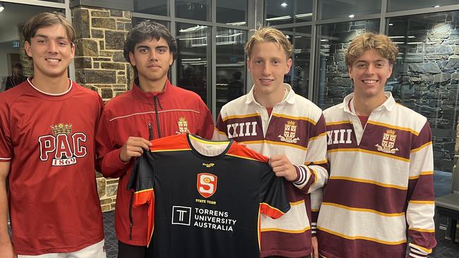 State U18 squad members Louie Montgomery, Rome Burgoyne, Luca Slade and Loch Rawlinson. Picture: Prince Alfred College