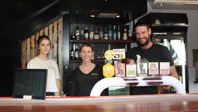 Commercial Hotel staff Georgia White, someone and Liam Thorpe.