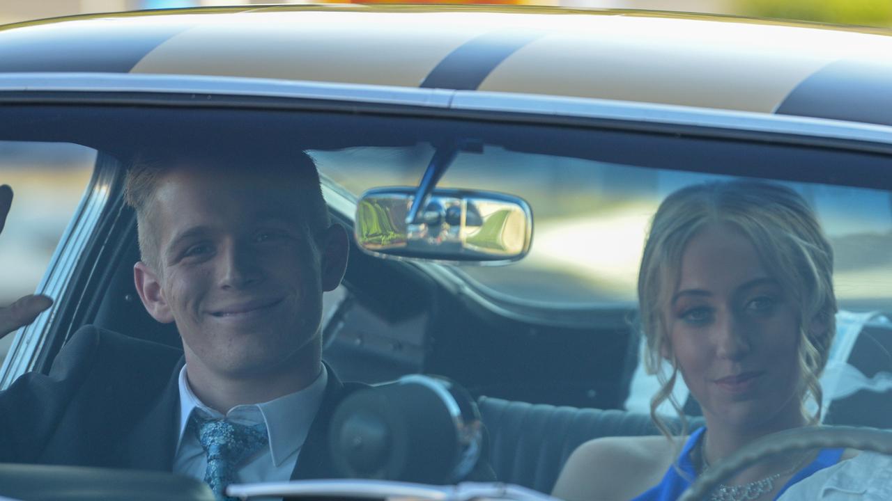 Joshua Lee and Krystal Boyce arrive at the Kadina High formal.