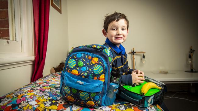 Lansdowne Crescent Primary School prep student Archer West, 5, of West Hobart. Picture: LUKE BOWDEN