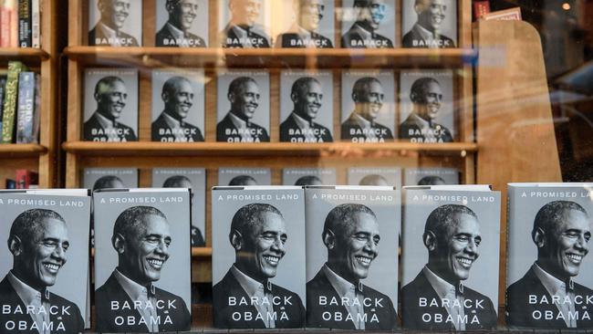 Former US President Barack Obama's new book A Promised Land is seen in a bookstore in Washington, DC, on November 17. Picture: AFP