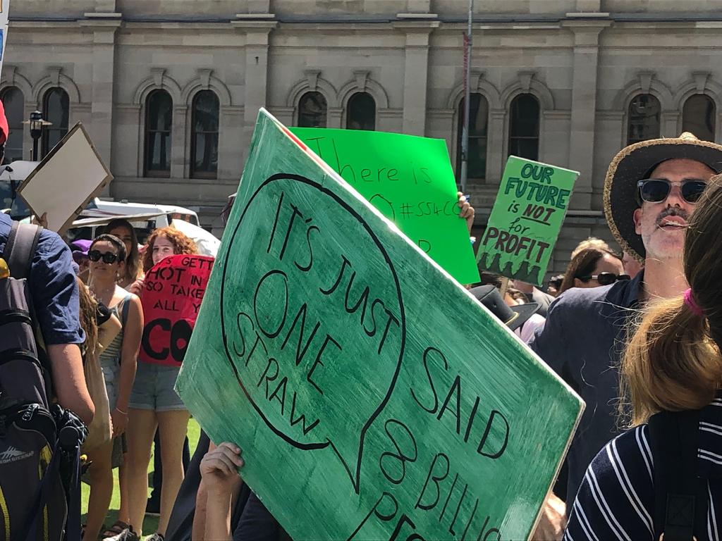 School students rally against climate change in Brisbane CBD. Picture: AAP/Dan Peled