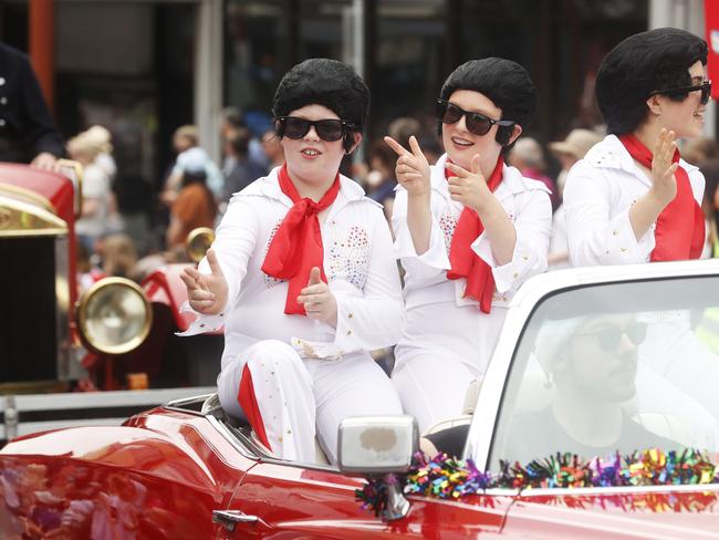 Musical Theatre Crew members dressed as Elvis. Hobart Christmas Pageant 2024. Picture: Nikki Davis-Jones
