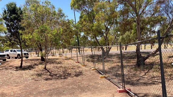 Fencing closing off a large section of Sturt Reserve in Murray Bridge. Picture: Supplied