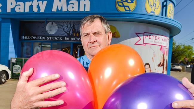 Mark Van from Peter Van the Party Man. He says the balloons create no environmental issues. Picture: AAP / Brenton Edwards