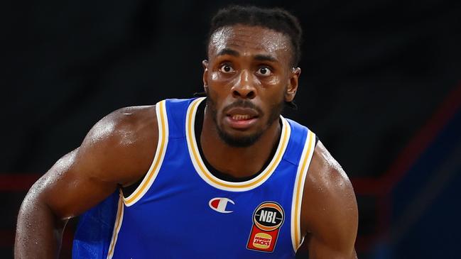 BRISBANE, AUSTRALIA - NOVEMBER 17: James Batemon of the Bullets in actionduring the round nine NBL match between Brisbane Bullets and Perth Wildcats at Brisbane Entertainment Centre, on November 17, 2024, in Brisbane, Australia. (Photo by Chris Hyde/Getty Images)