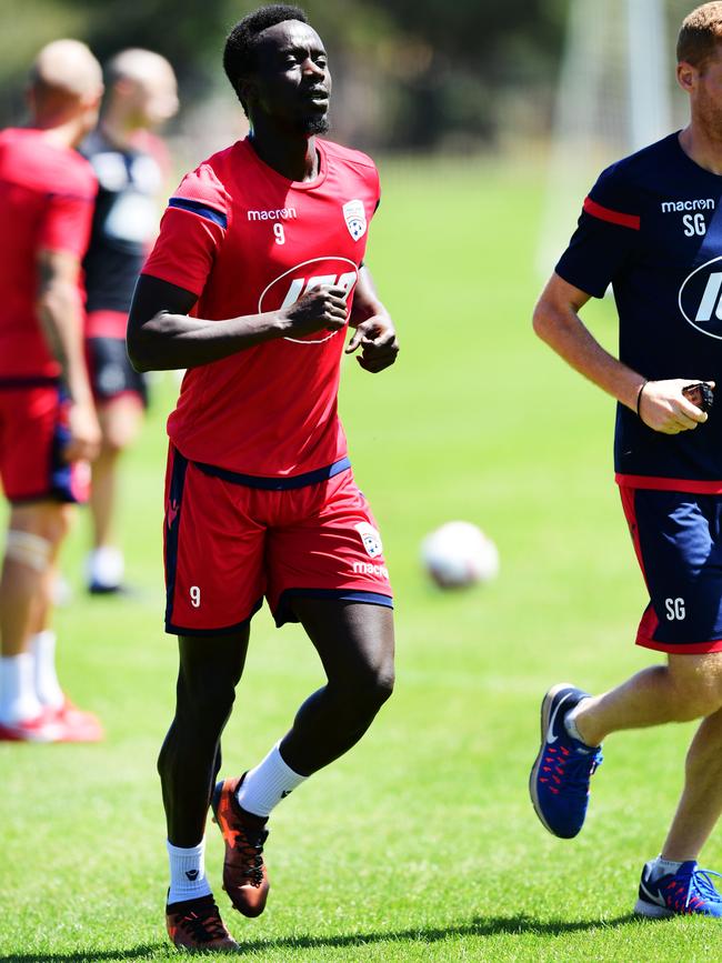 Senegalese striker Baba Diawara has been limited to 23 minutes of A-League action for Adelaide United this season. Picture: AAP/Mark Brake