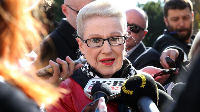 The Hon Bronwyn Bishop, is scrutinised by media over a questionable tax payer funded helicopter ride at the unveiling of the planned $40 million Anzac Memorial Centenary Project.