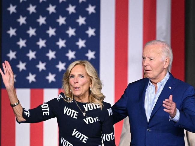 US President Joe Biden and First Lady Jill Biden arrive for a post-debate rally in Raleigh, North Carolina. Picture: AFP