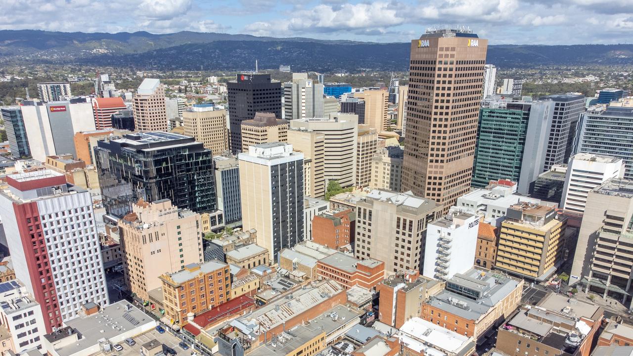 Aerial view of Adelaide CBD, where units are now more expensive than in Melbourne. Picture: Supplied by Knight Frank