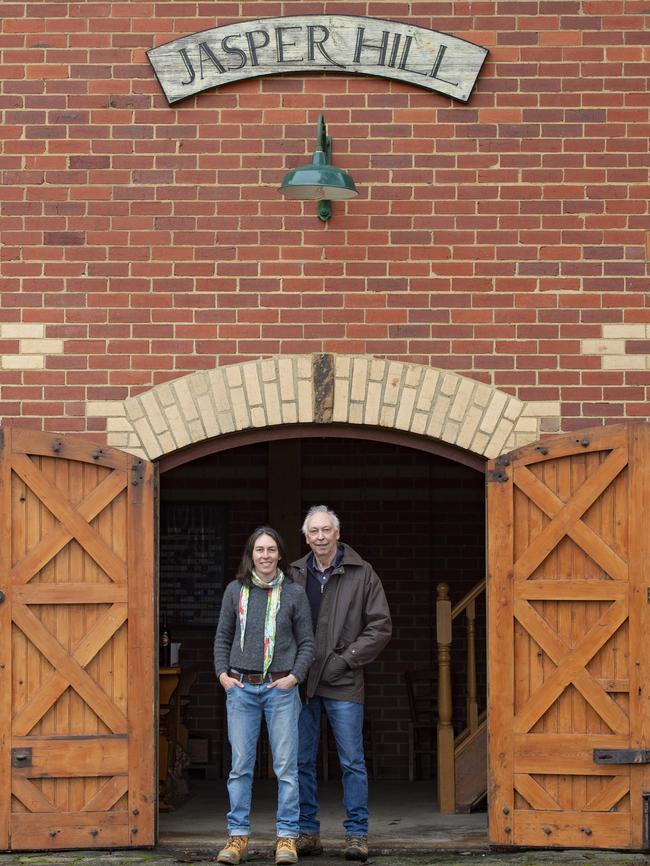 Ron Laughton and his daughter Emily McNally at the cellar door at Jasper Hill Wines, where the emphasis is on small volumes of premium wines. Picture: Zoe Phillips