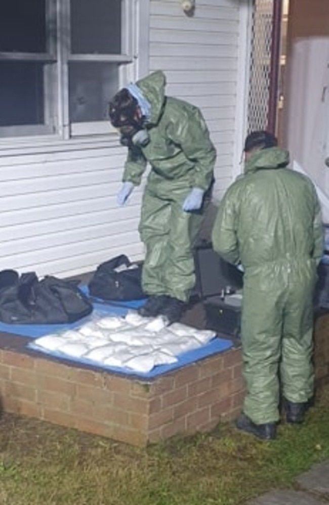 Specialist officers from the Drug and Firearms Squad’s Chemical Operations Unit, Forensic Evidence and Technical Service, Technical and Forensic Support Unit and Fire and Rescue NSW HAZMAT team were called in to process and dismantle the lab. Picture: NSW Police