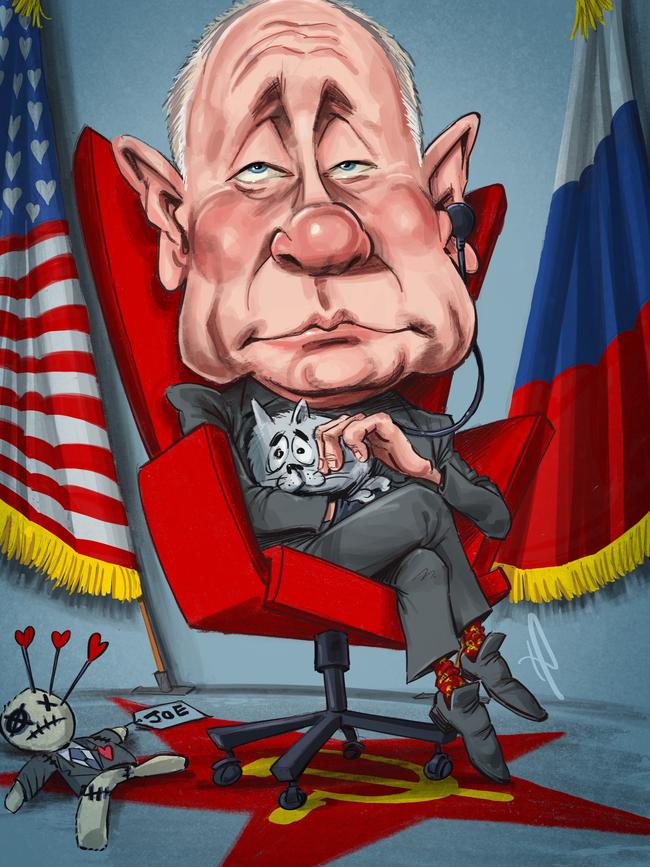 Vladimir Putin is in control of his interactions with Joe Biden. Artwork: Terry Pontikos