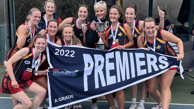 Diggers Rest celebrates its A-Grade netball premiership