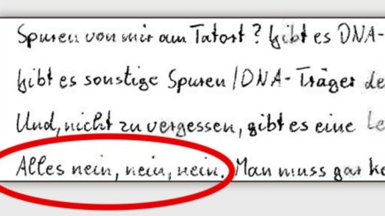 Brueckner handwrote the terrifying note. Picture: The Sun