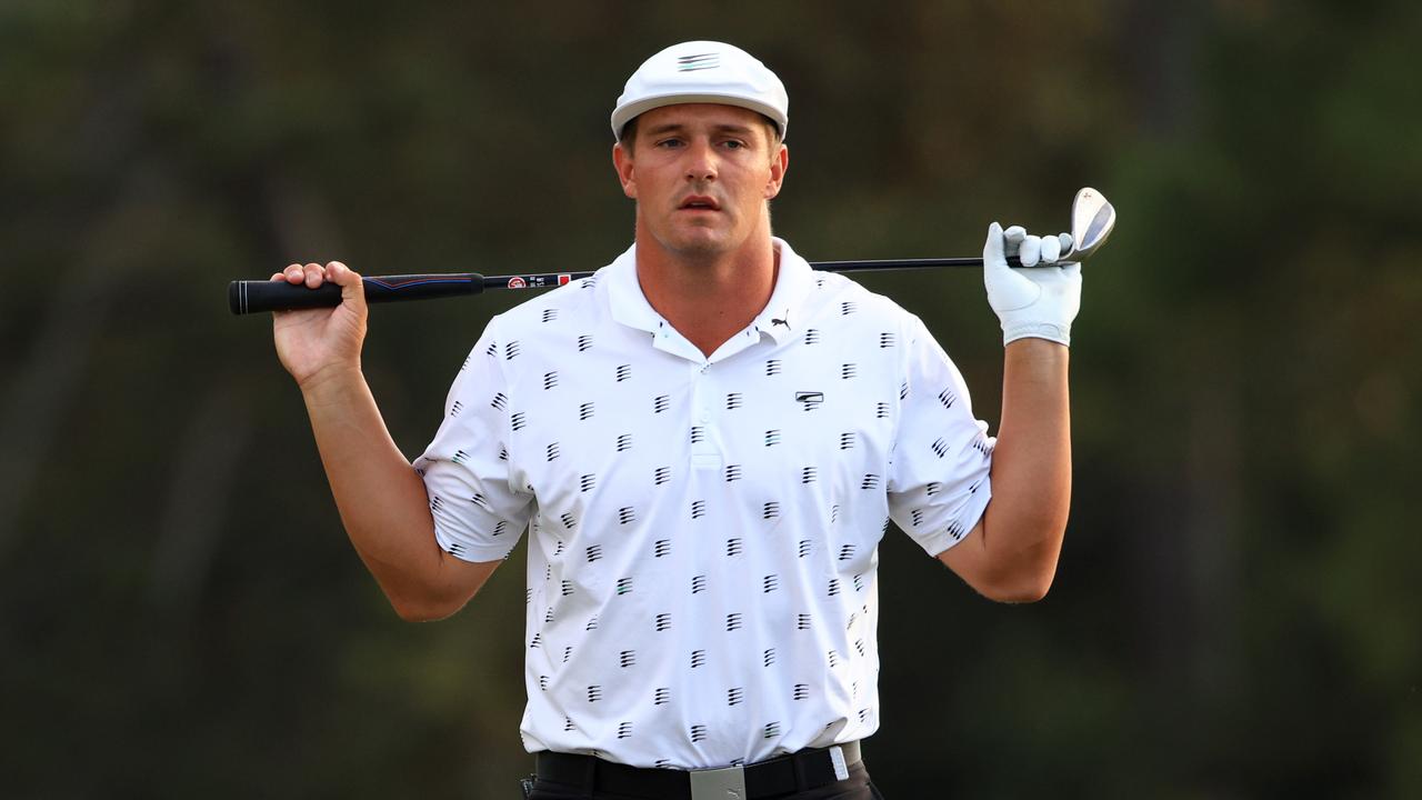 Bryson DeChambeau’s struggles at Augusta National Golf Club continued during the opening round of the 2021 Masters. Photo: Getty Images