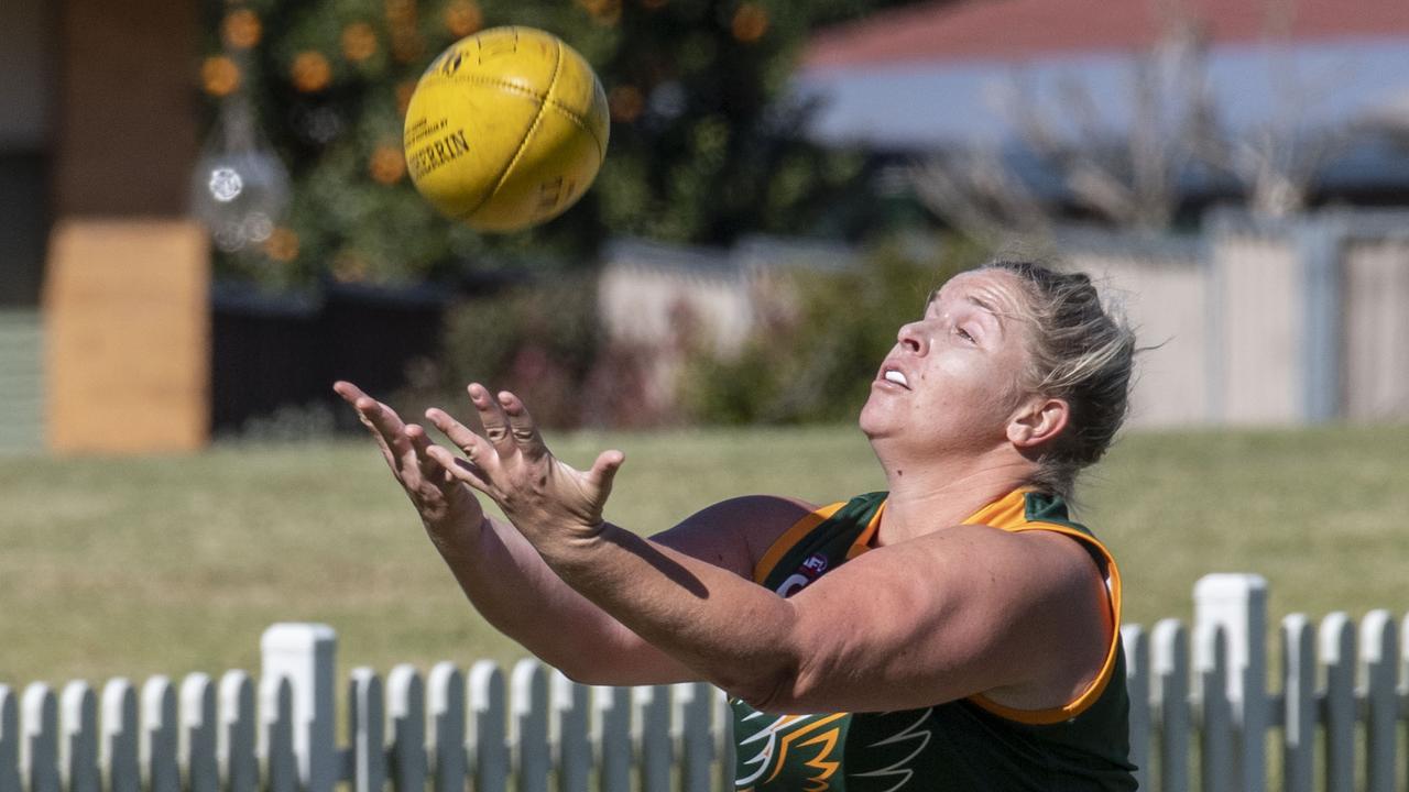 Shaye Easton takes a mark for Hawks. Picture: Nev Madsen.