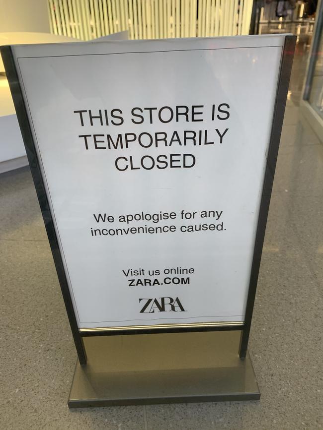 Zara was closed. Picture: Kim Wilson