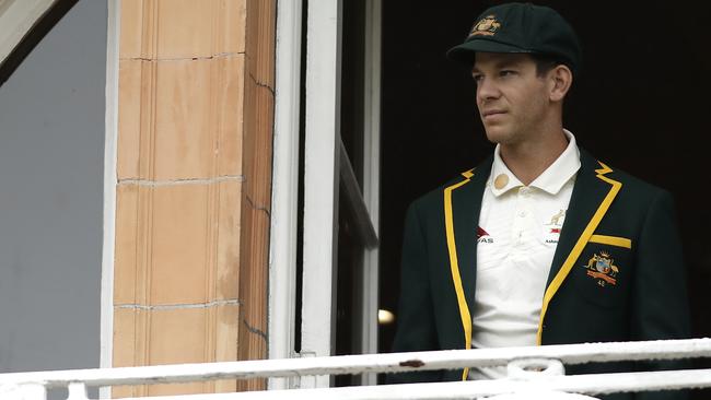 Tim Paine forced to remain indoors as rain delayed the start to the second Ashes Test at Lord’s. Picture: Getty Images