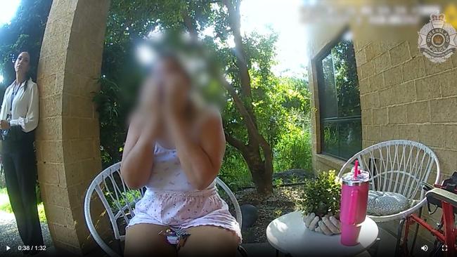 The woman (centre, face blurred) fronted court in Brisbane for the first time on Friday morning. Picture: Supplied