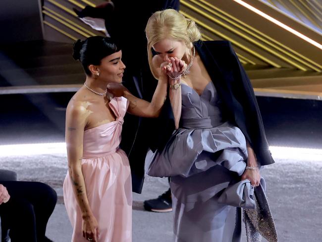 Zoe Kravitz and Nicole Kidman, who co-starred in Big Little Lies. The pair have a long history: Kidman was once engaged to Kravitz’s father, Lenny Kravitz. Picture: Getty Images