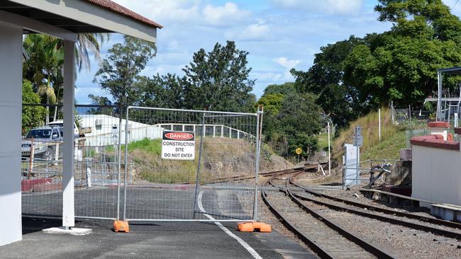 The empty space where the timber footbridge once stood.