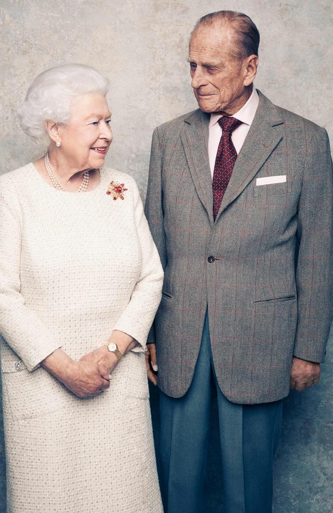 Britain’s Queen Elizabeth II and Prince Philip, pictured for their 70th wedding anniversary, have made increasingly rare public appearances during the COVID-19 pandemic. Picture: AFP/Buckingham Palace/CameraPress/Matt Holyoak