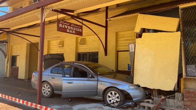 A Ford Falcon crashed into the Todd Tavern in Alice Springs. Picture: Supplied.