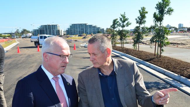 Sunshine Coast Mayor Mark Jamieson with John Knaggs in the Maroochy CBD discussing developments in 2018.