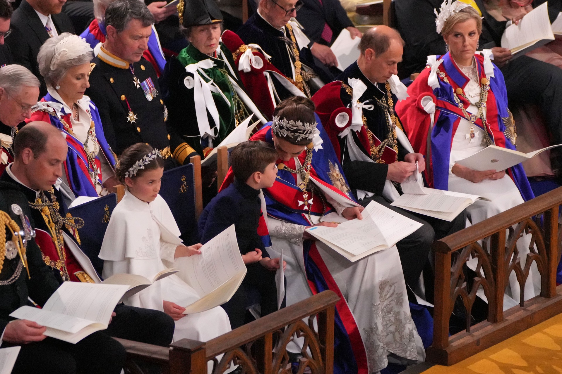 <h2>Kate’s robe</h2><p>Of course, there was also Kate’s formal robe. She wore a rich blue Royal Victorian Order mantle, trimmed in scarlet over her gown—her uniform as a Dame Grand Cross of the Royal Victorian Order. Here, Kate joined the cavalcade of senior royals and peerage arriving at the coronation in cloaks reflecting their proper titles. Charles had initially discouraged members of the aristocracy from wearing robes and coronets in favour of “standard business attire”, but that rule was altered just before the ceremony began. </p>