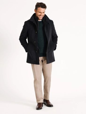 Rochester Wool Melton Coat in Charcoal. Picture: Reserve