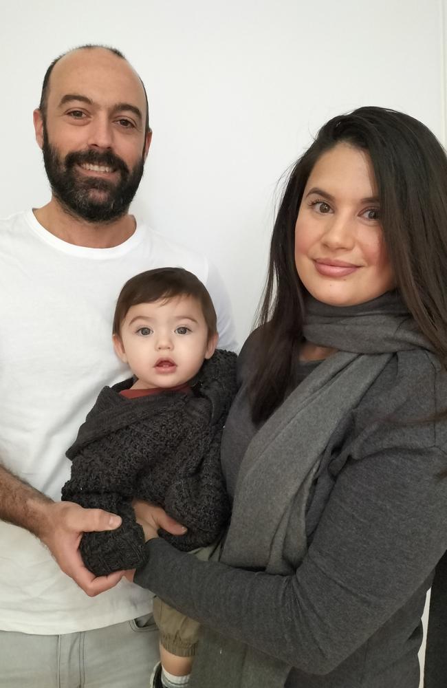 Young mum Nancy Larrondo, husband Joseph Duffell and their 10-month-old boy Oliver. Picture: Supplied