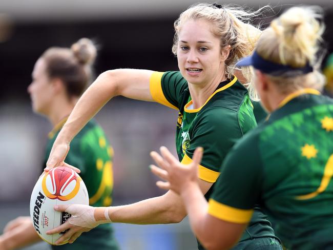 Australian Jillaroos player Kezie Apps training at the World Cup.