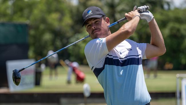 NSW amateur Nathan Barbieri on his way to a 6-under par 65 on day one of the NT PGA at Palmerston. Picture: Taylah Somerville