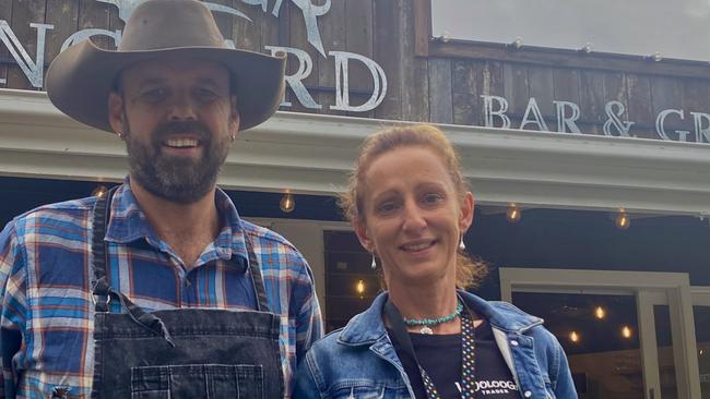 Caz Crane, pictured with her husband Matthew, is co-owner of the Woolooga Longyard and several other Woolooga businesses. Photo: Elizabeth Neil